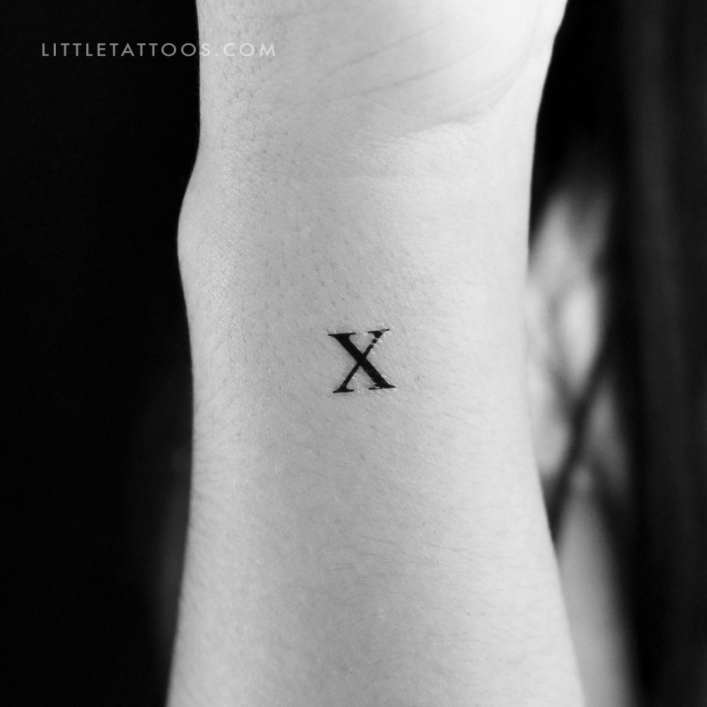Tatuaje temporal de la letra X mayúscula con serifa - Juego de 3
