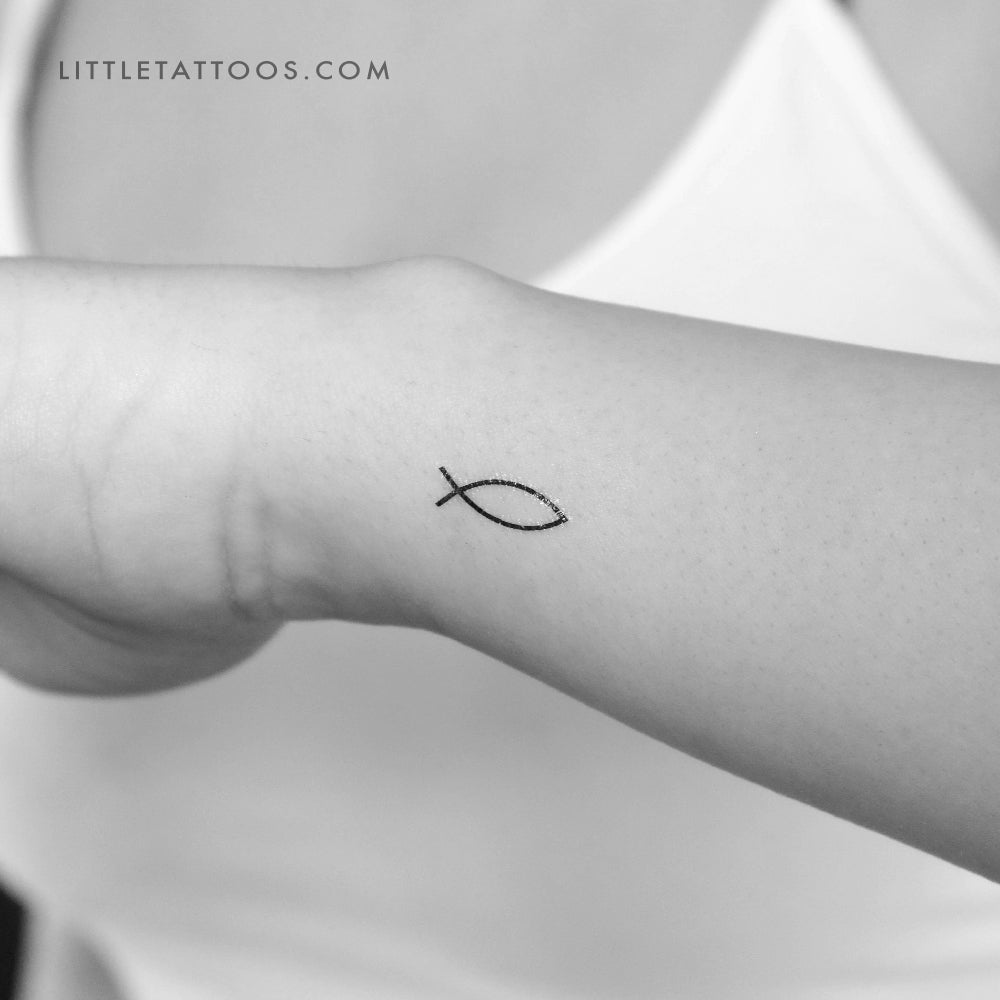 Fine Line Jesus Fish Temporary Tattoo (Set of 3)