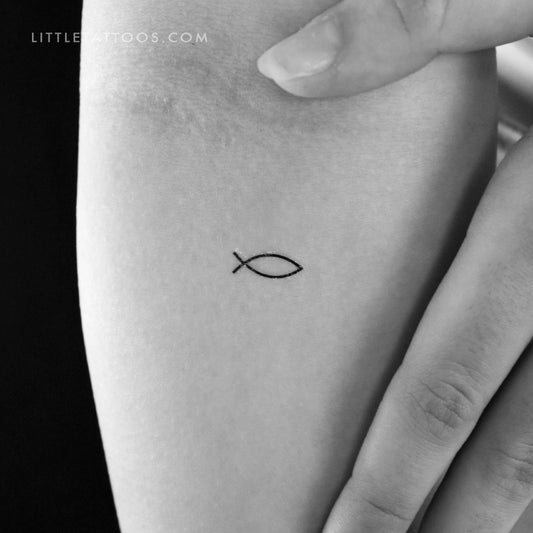 Fine Line Jesus Fish Temporary Tattoo (Set of 3)