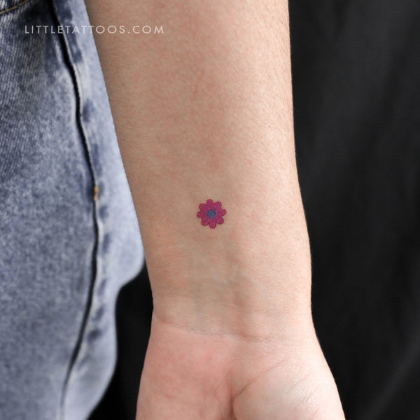 Pink Flower Temporary Tattoo - Set of 3
