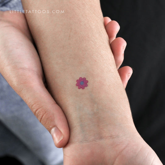 Tatuaje temporal de flor rosa - Juego de 3