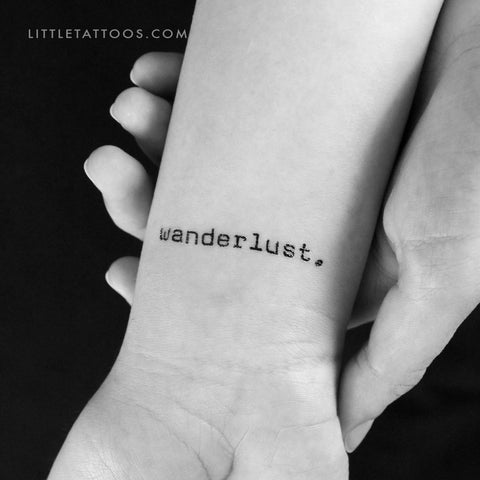 Typewriter Font 'Wanderlust' Temporary Tattoo - Set of 3