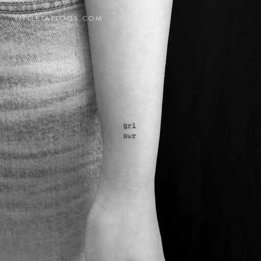 Tatuaje temporal minimalista GRL PWR - Juego de 3