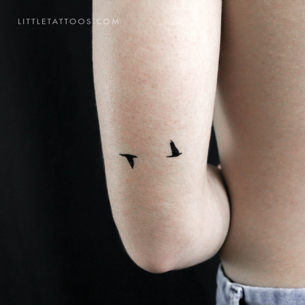 Flying Bird Couple Temporary Tattoo - Set of 3