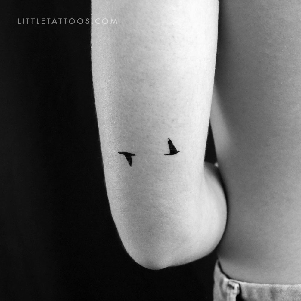 Flying Bird Couple Temporary Tattoo - Set of 3