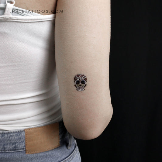 Small Sugar Skull Temporary Tattoo - Set of 3