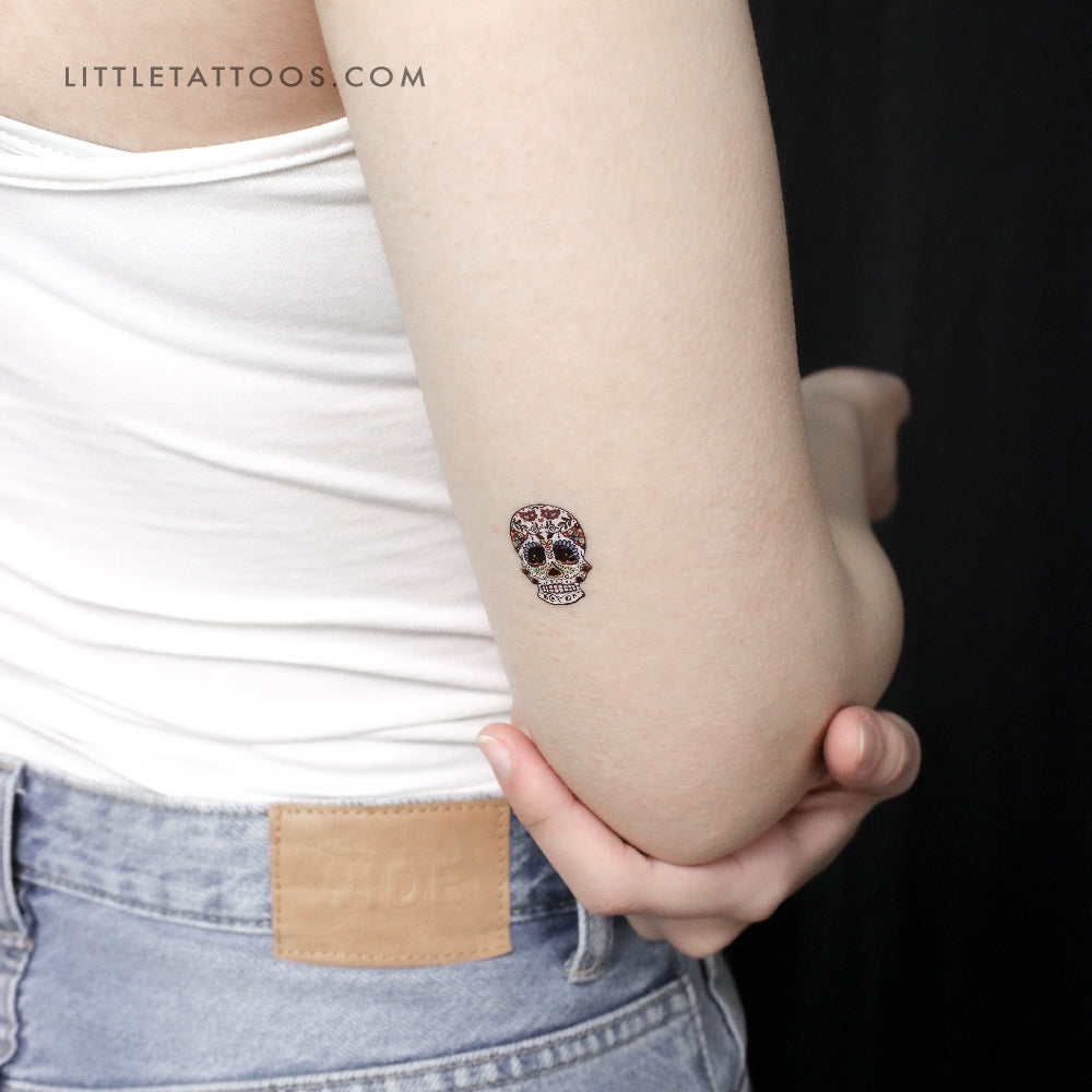 Small Sugar Skull Temporary Tattoo - Set of 3