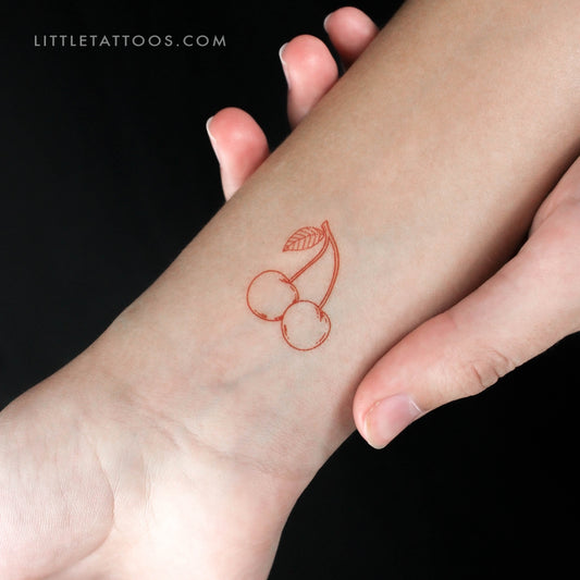 Tatuaje temporal de pareja de cerezas rojas (juego de 3)