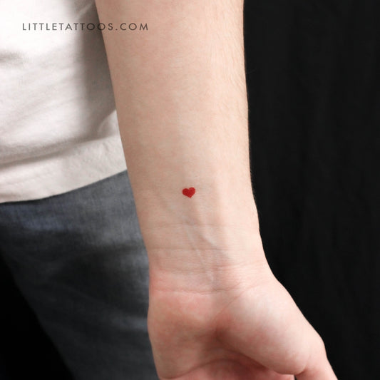 Tatuaje temporal de corazón rojo pequeño (juego de 3)