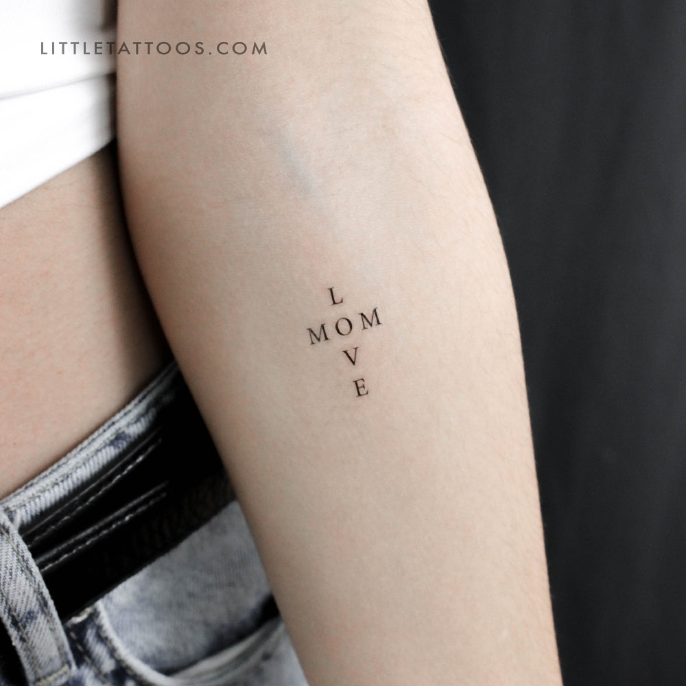 Tatuaje temporal de cruz "Love Mom" ​​(juego de 3)