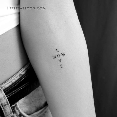 Love Mom Cross Temporary Tattoo - Set of 3
