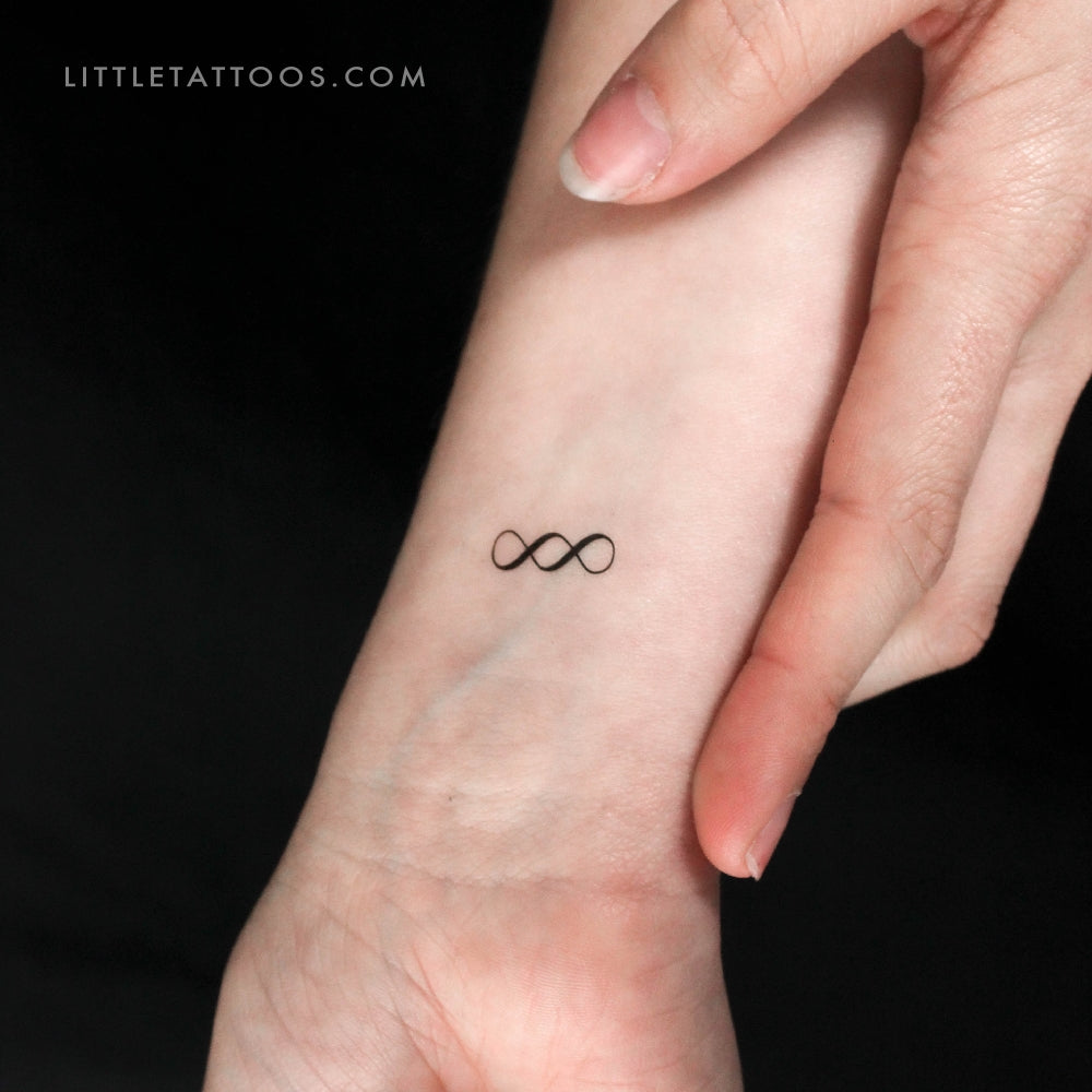 Tatuaje temporal pequeño de doble símbolo de infinito (juego de 3)