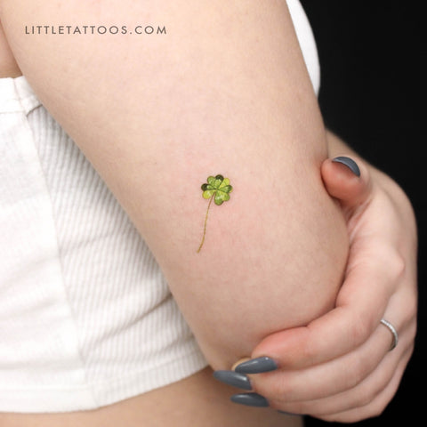 Small 4-Leaf Clover By Ann Lilya Temporary Tattoo - Set of 3