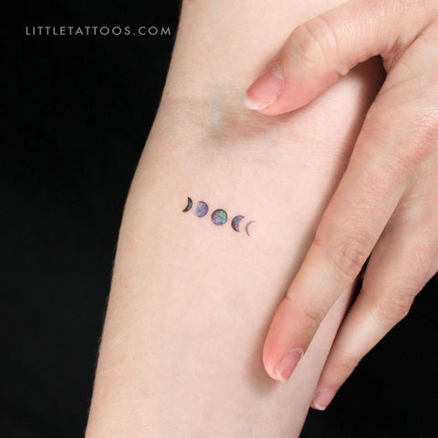 Small Moon Phases By Ann Lilya Temporary Tattoo - Set of 3