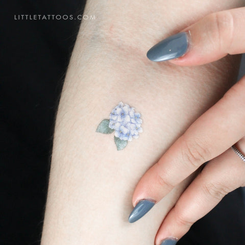 Blue Hydrangea Temporary Tattoo - Set of 3