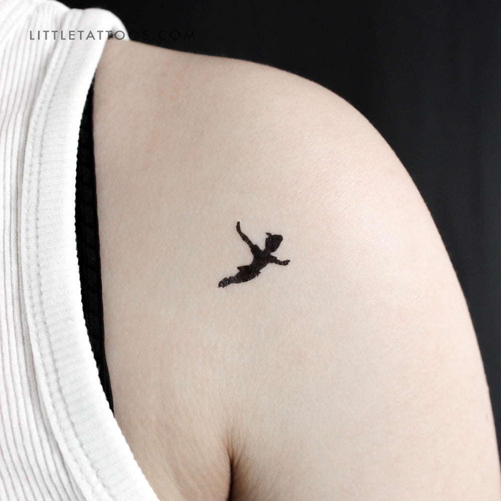 Tatuaje temporal de silueta de Peter Pan volando - Juego de 3