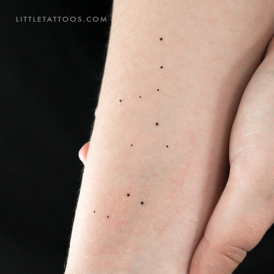 Tatuaje temporal minimalista de la constelación de Virgo (juego de 3)