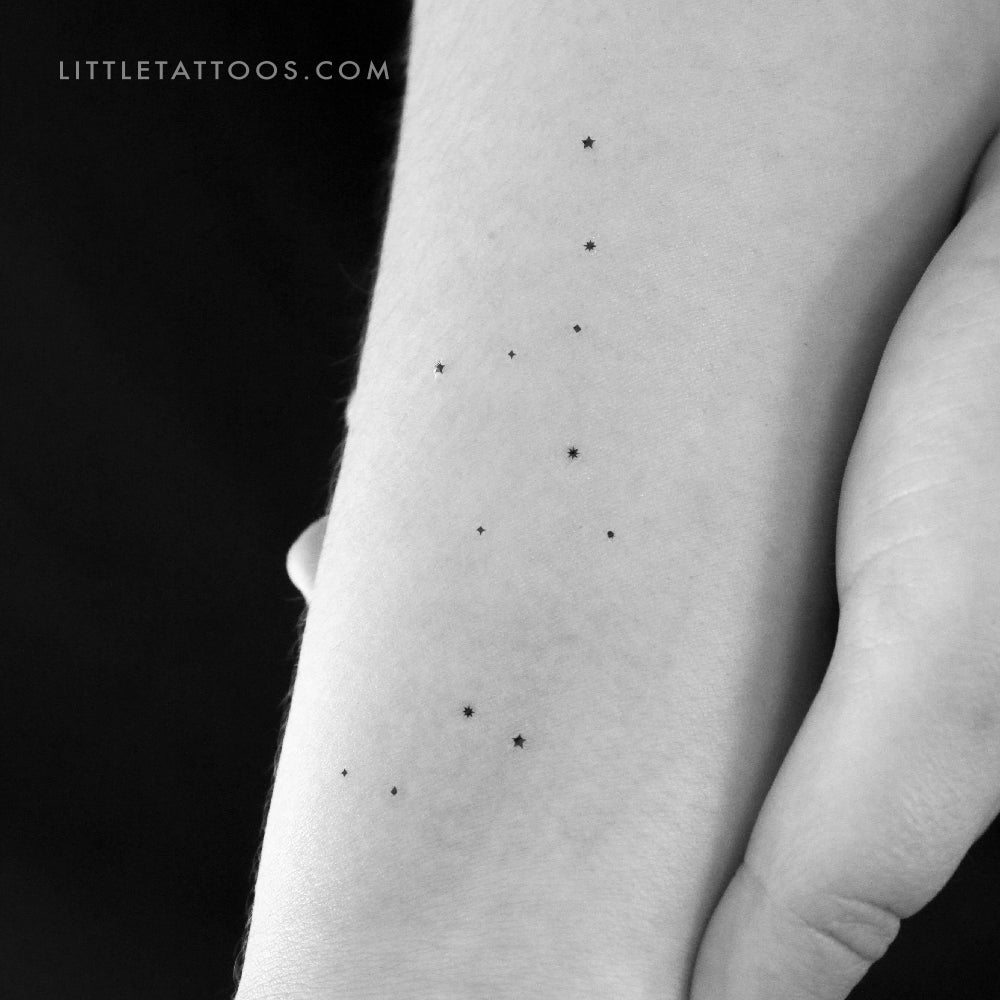 Tatuaje temporal minimalista de la constelación de Virgo (juego de 3)