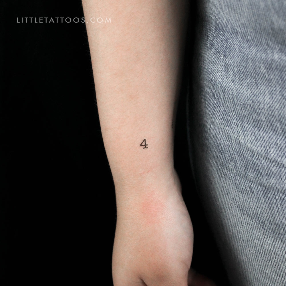 Tatuaje temporal del número 4 - Juego de 3