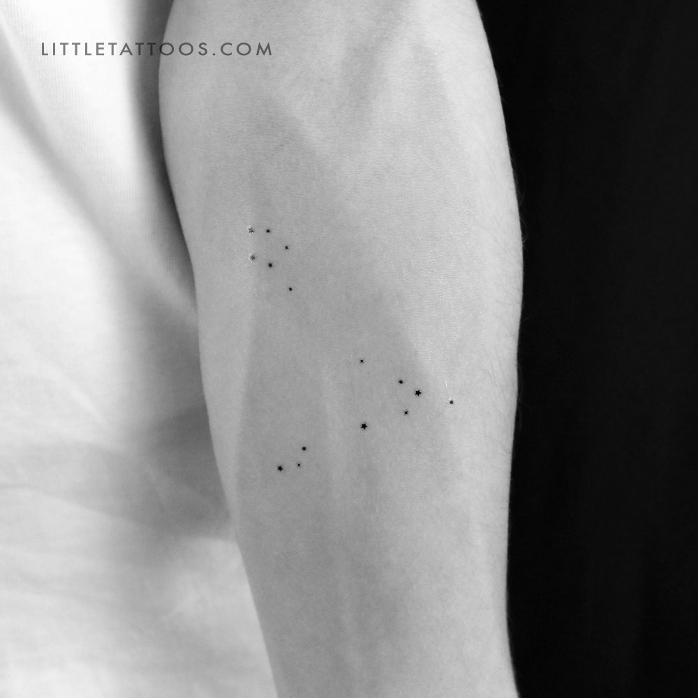 Tatuaje temporal minimalista de la constelación de Piscis (juego de 3)