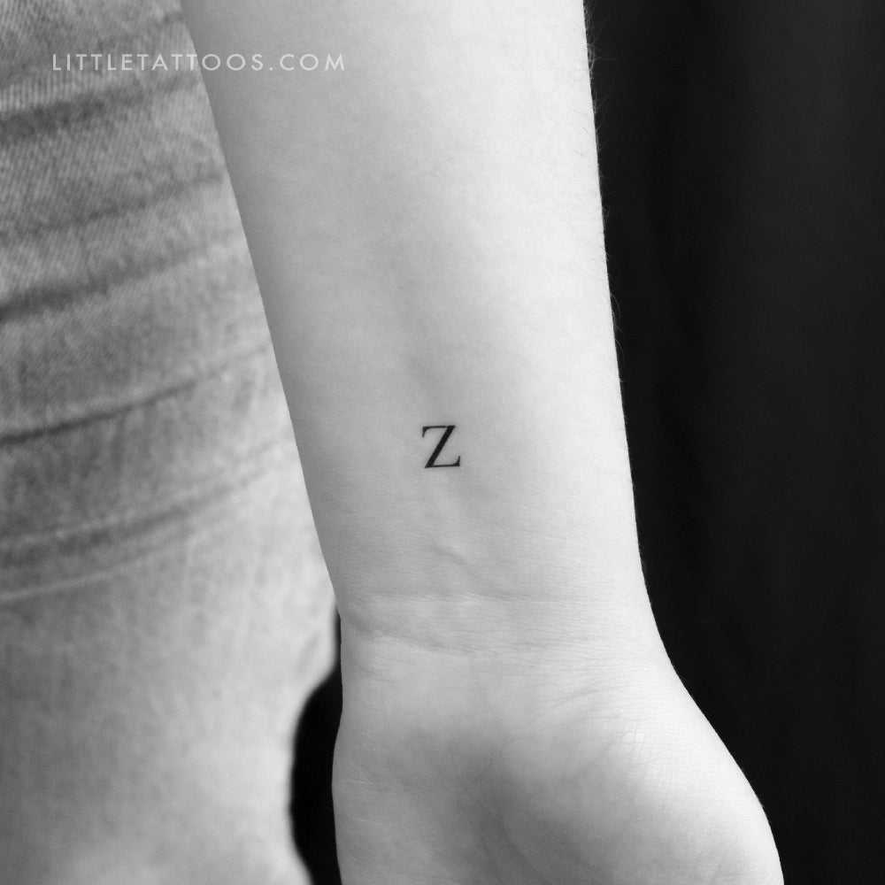 Z Uppercase Serif Letter Temporary Tattoo - Set of 3