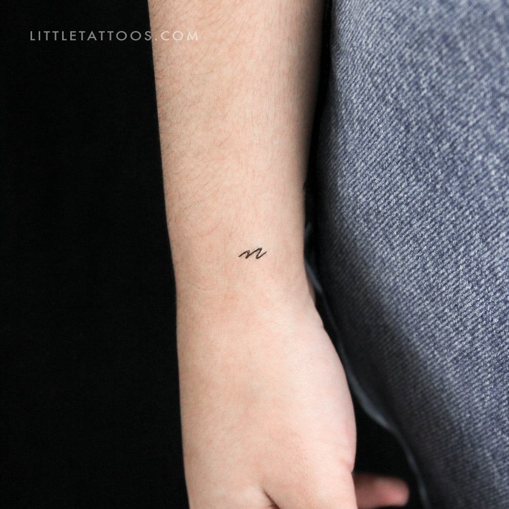 N Handwritten Letter Temporary Tattoo - Set of 3