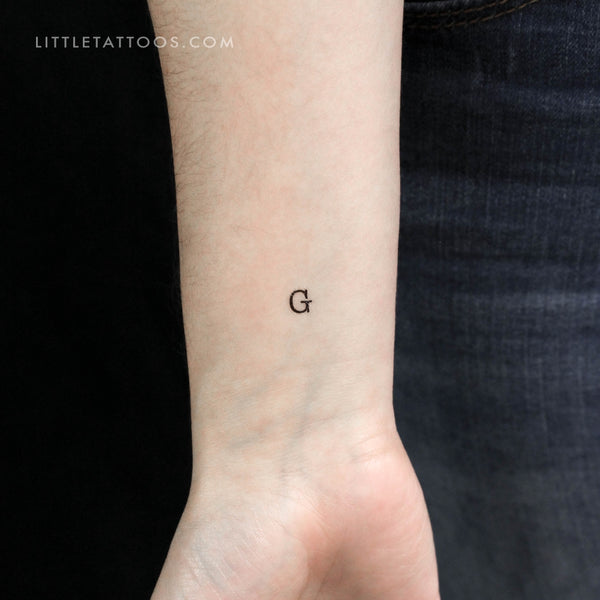 G Uppercase Typewriter Letter Temporary Tattoo - Set of 3