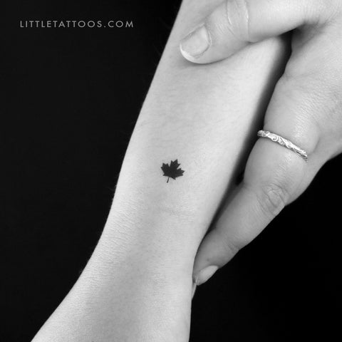 Black Maple Leaf Temporary Tattoo - Set of 3