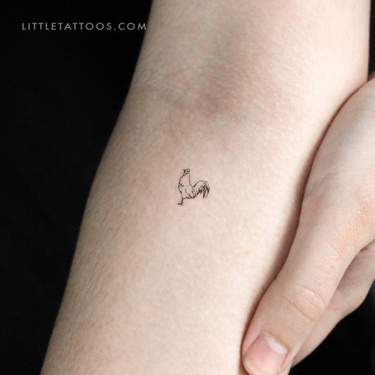 Tatuaje temporal de gallo pequeño - Juego de 3