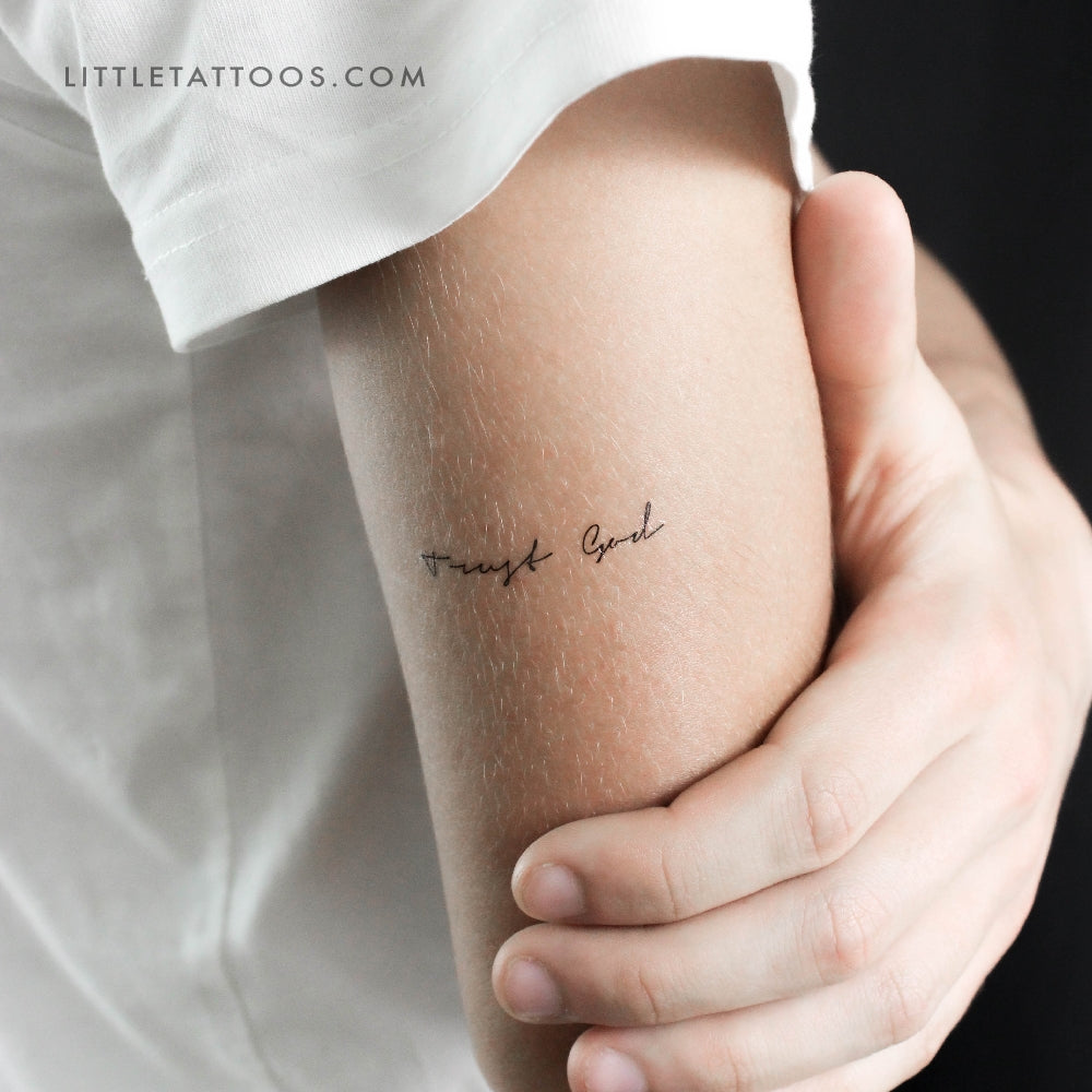 Handwritten Font Trust God Temporary Tattoo - Set of 3