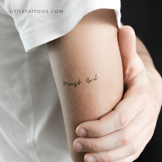 Handwritten Font Trust God Temporary Tattoo - Set of 3
