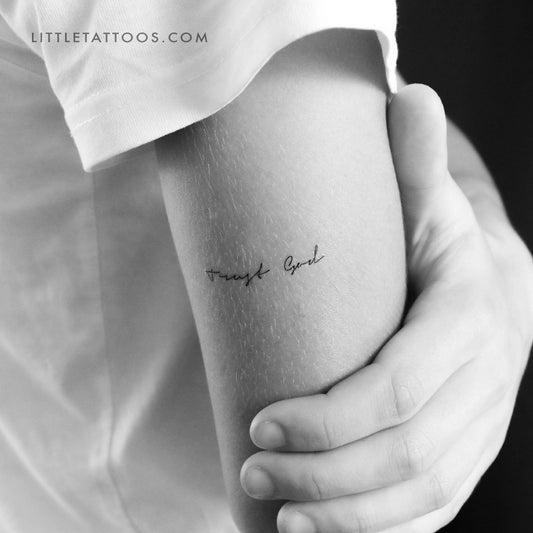 Handwritten Font Trust God Temporary Tattoo - Set of 3
