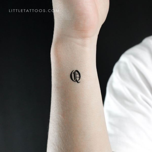 Gothic Q Letter Temporary Tattoo - Set of 3