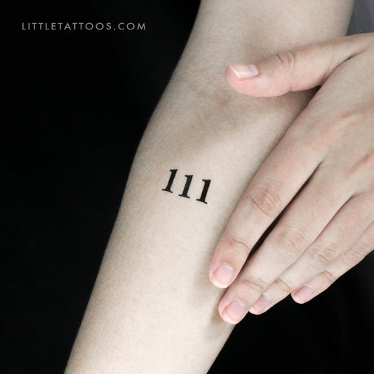 111 Angel Number Temporary Tattoo - Set of 3