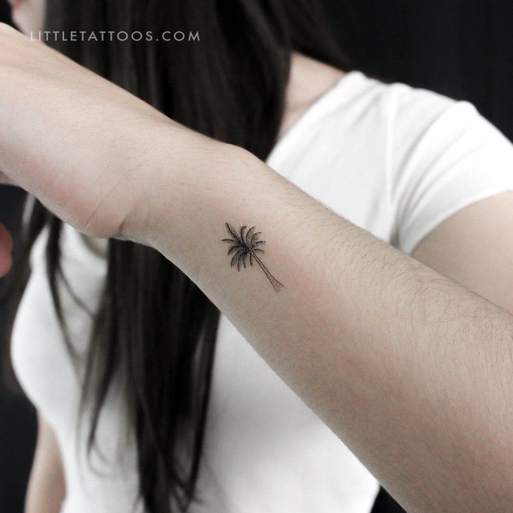 Fine Line Palm Tree Temporary Tattoo - Set of 3