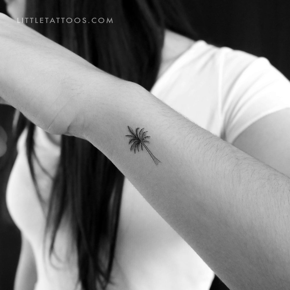 Fine Line Palm Tree Temporary Tattoo - Set of 3