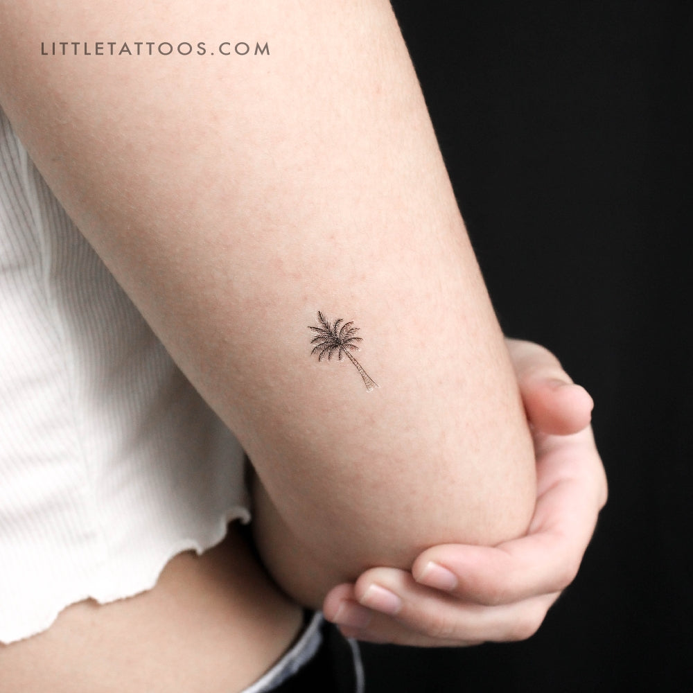 Fine Line Palm Tree Temporary Tattoo - Set of 3