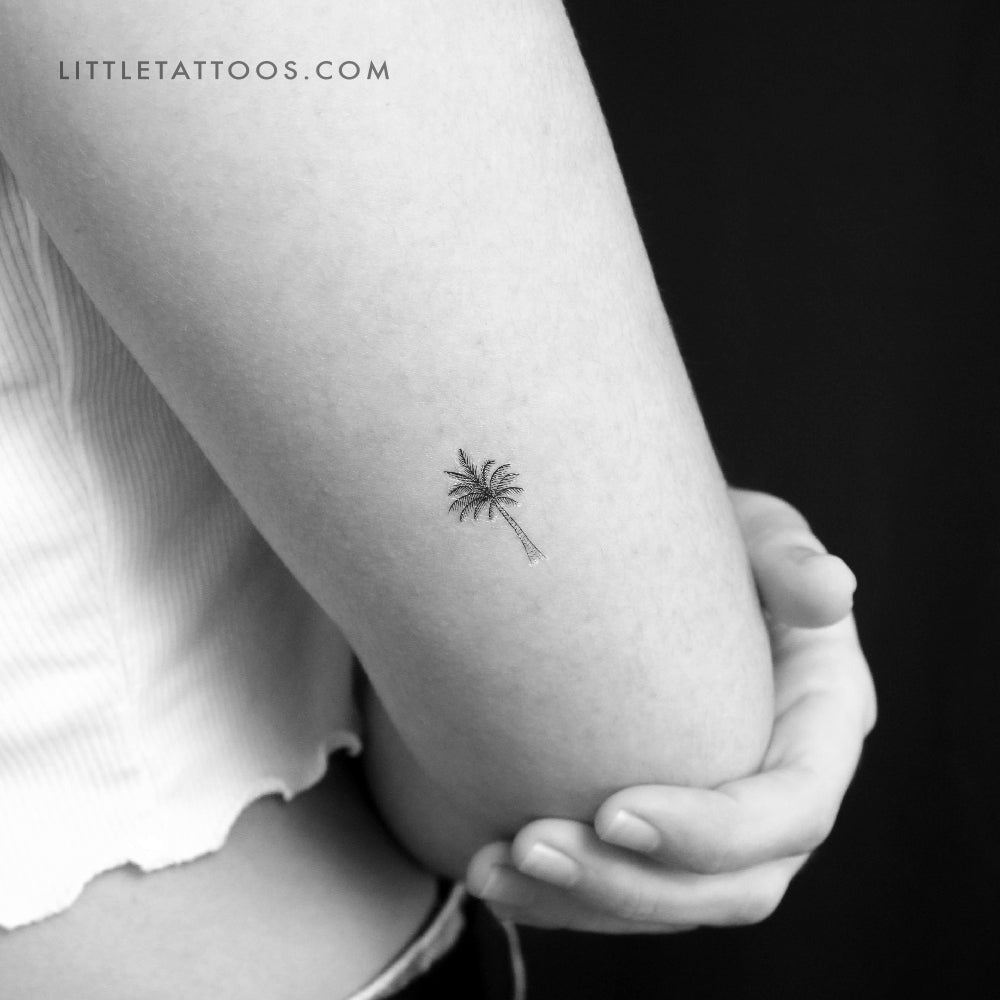 Fine Line Palm Tree Temporary Tattoo - Set of 3