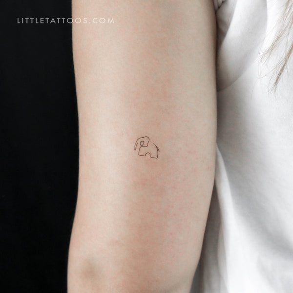 Continuous Line Elephant Temporary Tattoo - Set of 3
