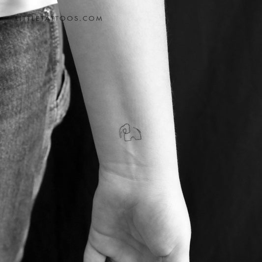 Continuous Line Elephant Temporary Tattoo - Set of 3