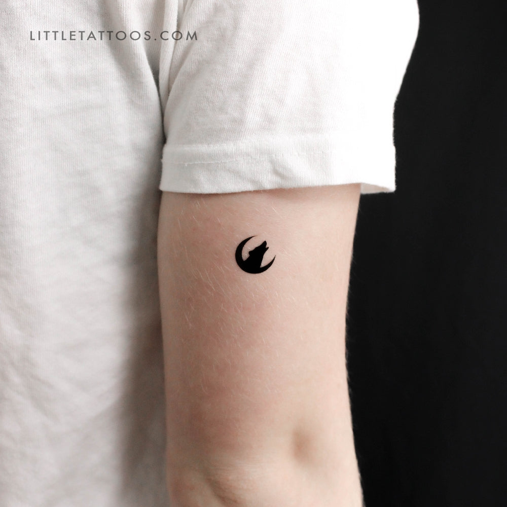 Wolf and Moon Temporary Tattoo - Set of 3