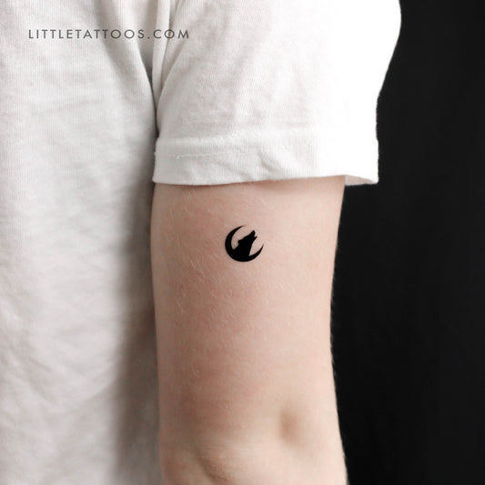 Wolf and Moon Temporary Tattoo - Set of 3