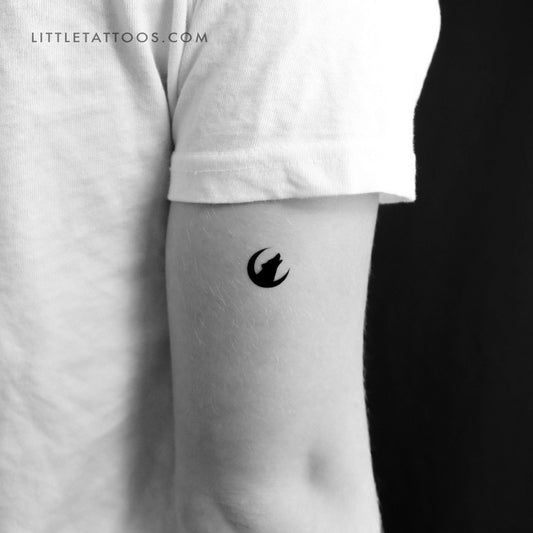 Wolf and Moon Temporary Tattoo - Set of 3