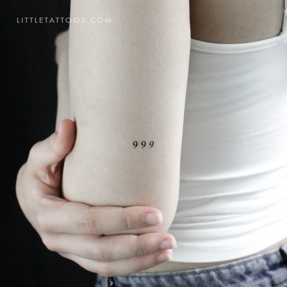 Little 999 Angel Number Temporary Tattoo - Set of 3