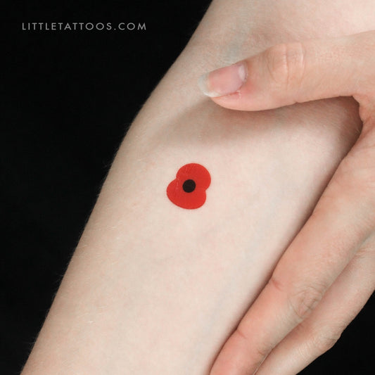 Tatuaje temporal de amapola conmemorativa (pequeño) - Juego de 3