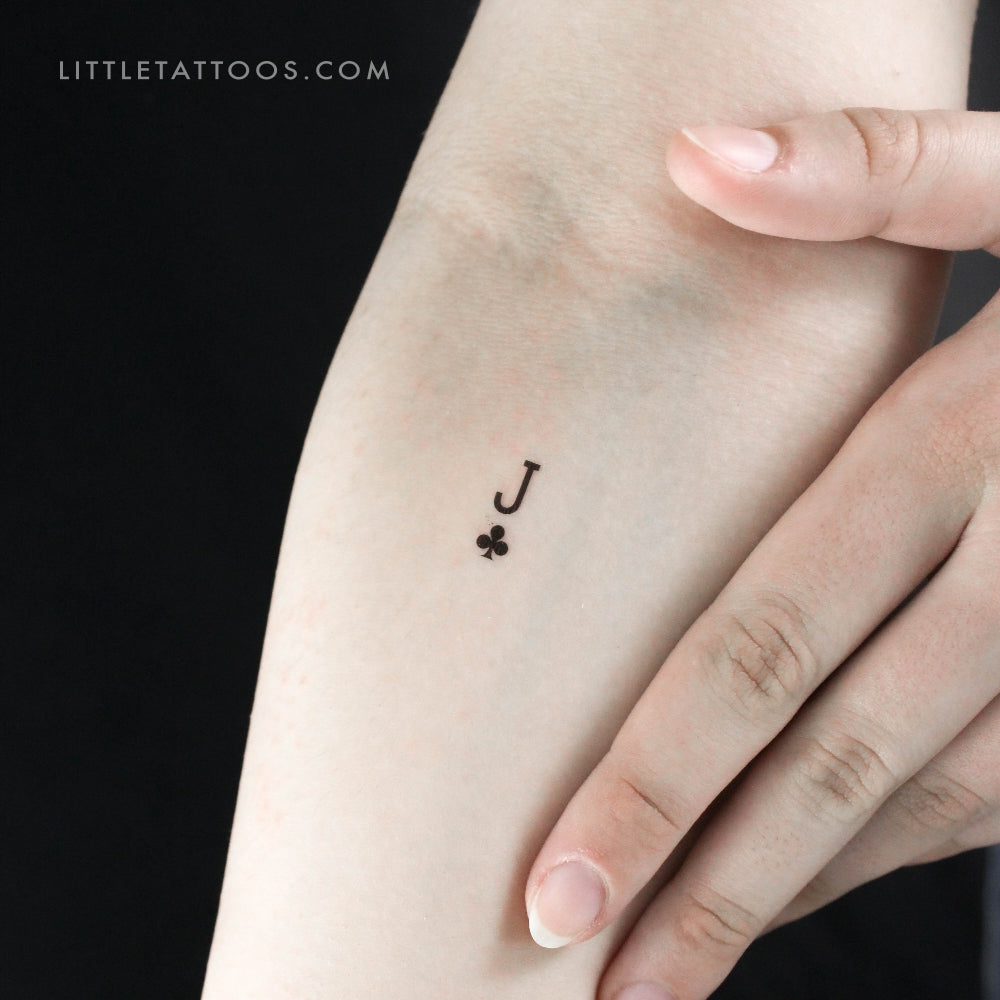 Small Jack Of Clubs Temporary Tattoo - Set of 3