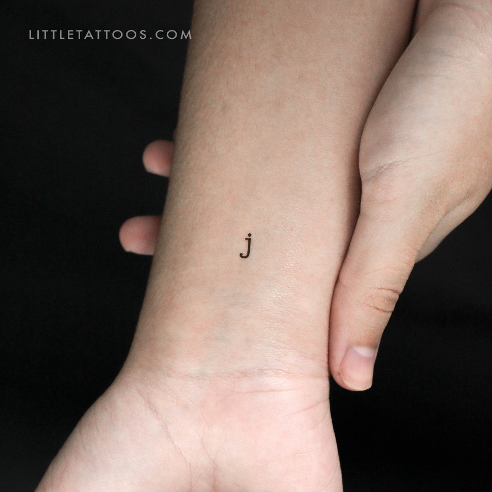 J Lowercase Typewriter Letter Temporary Tattoo - Set of 3