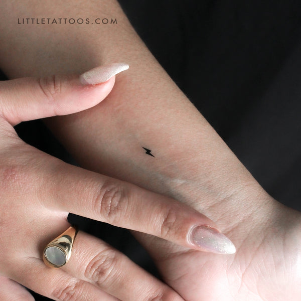 Tiny Black Bolt Temporary Tattoo - Set of 3