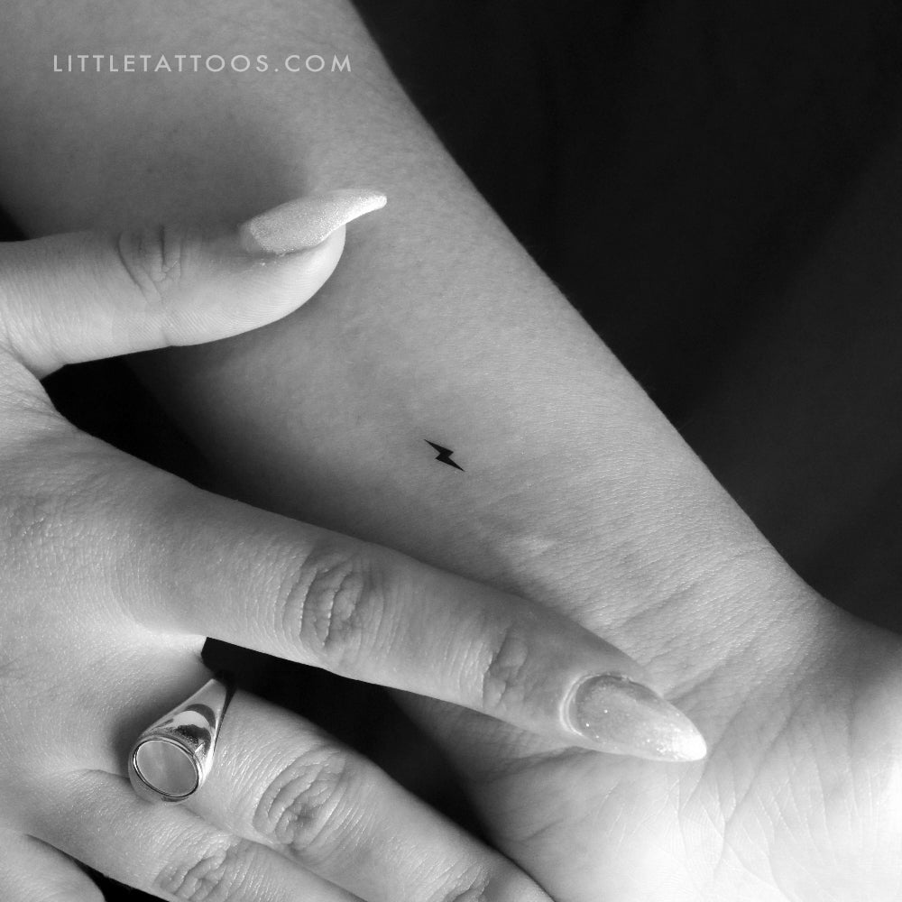 Tatuaje temporal de rayo negro pequeño - Juego de 3