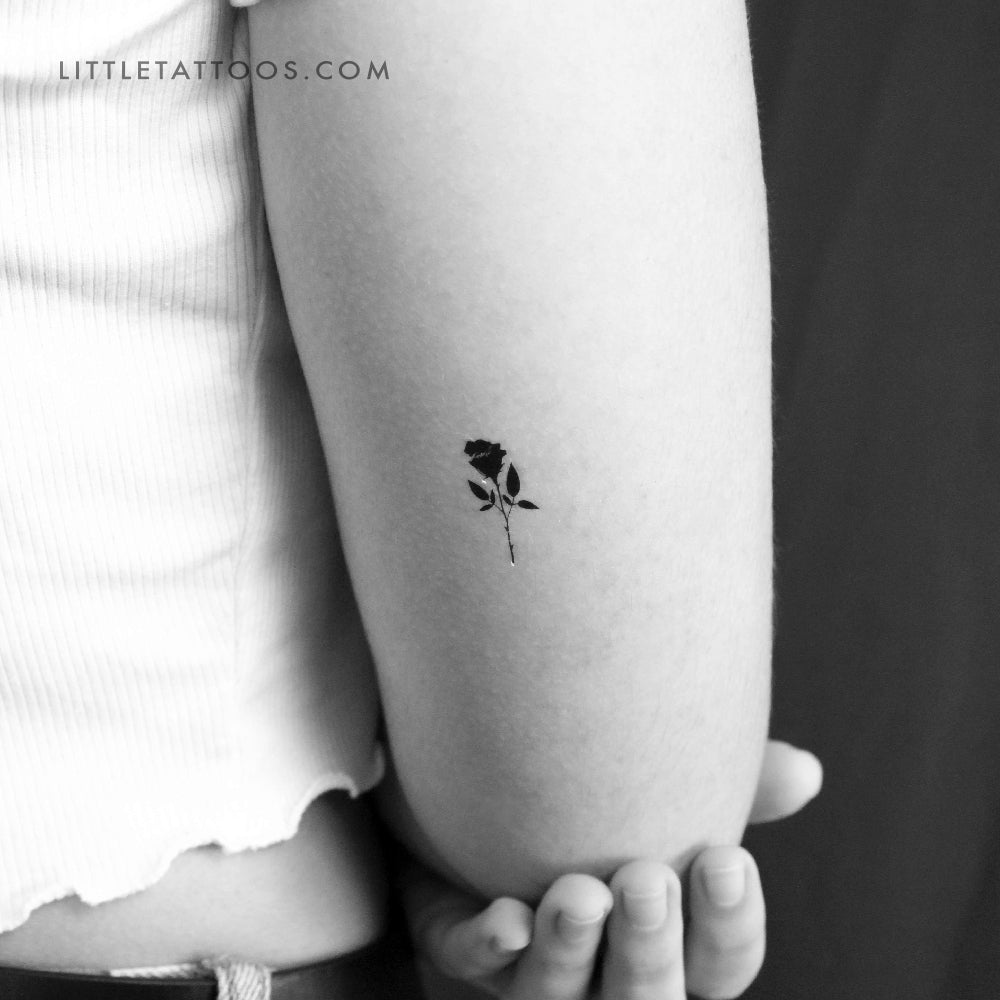 Small Black Rose Temporary Tattoo by 1991.ink - Set of 3